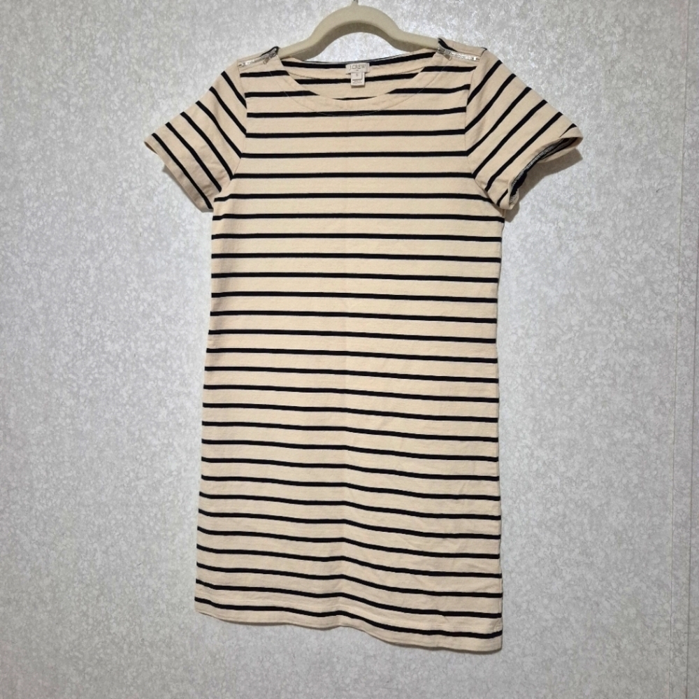 J. Crew Navy Striped Short Sleeve Dress..size:S